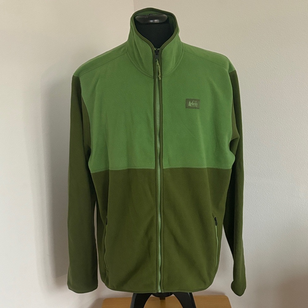 REI Two-Tone Green Fleece Jacket Size XL